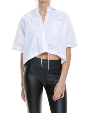 Pinko Drawstring Short Sleeved Cropped Shirt