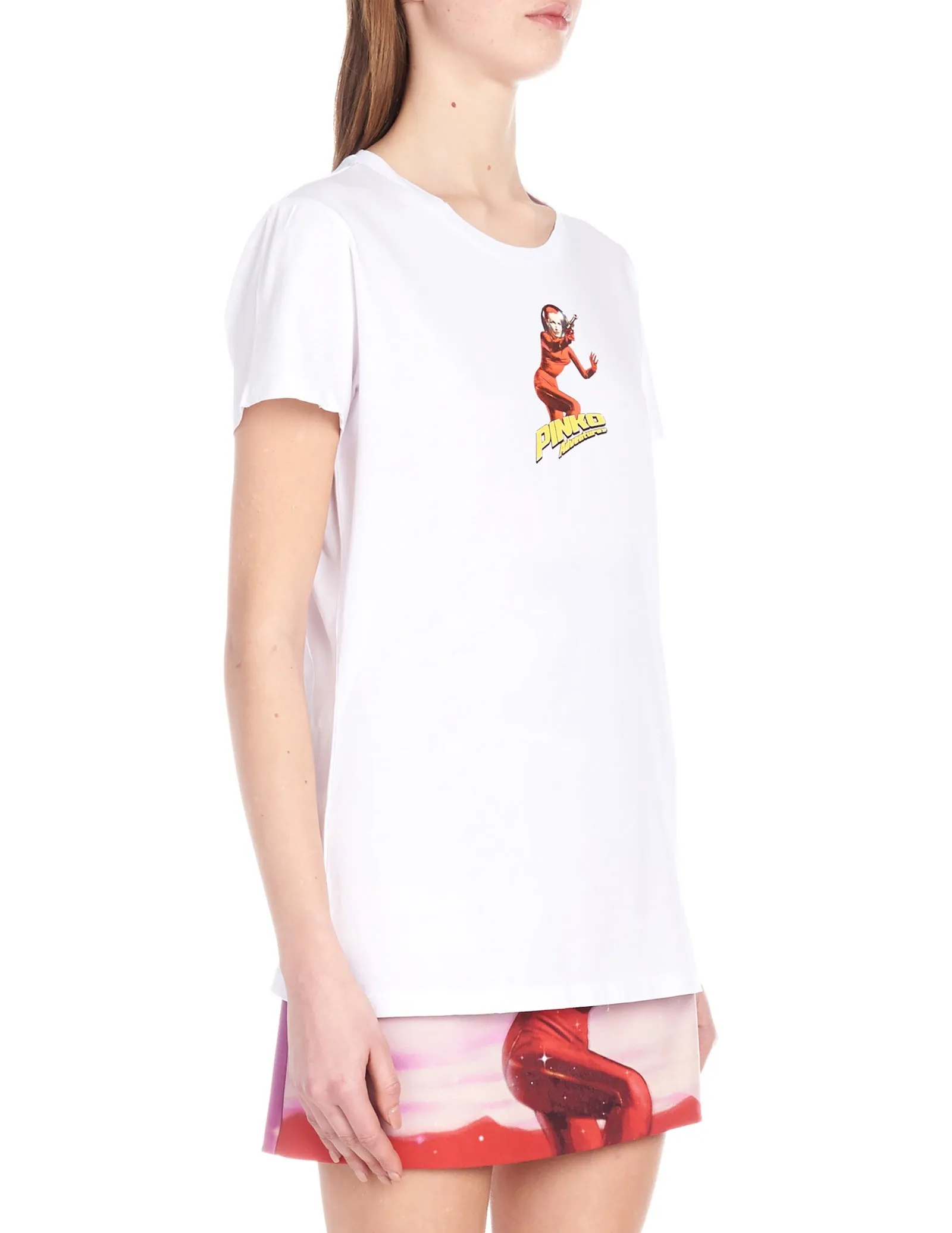 Pinko Space-Printed Crewneck T-Shirt