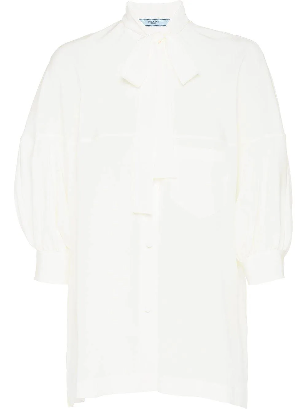 Prada Crepe De Chine Pussybow Shirt