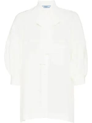 Prada Crepe De Chine Pussybow Shirt