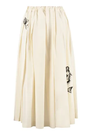 Prada Printed A-Line Midi Skirt
