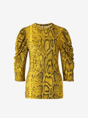 Proenza Schouler Printed Puff-Sleeve Top