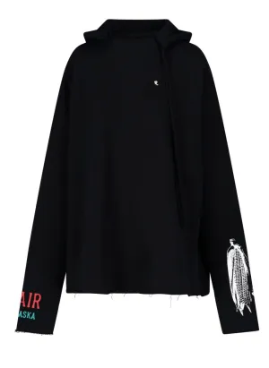 Raf Simons Graphic Printed Drawstring Hoodie