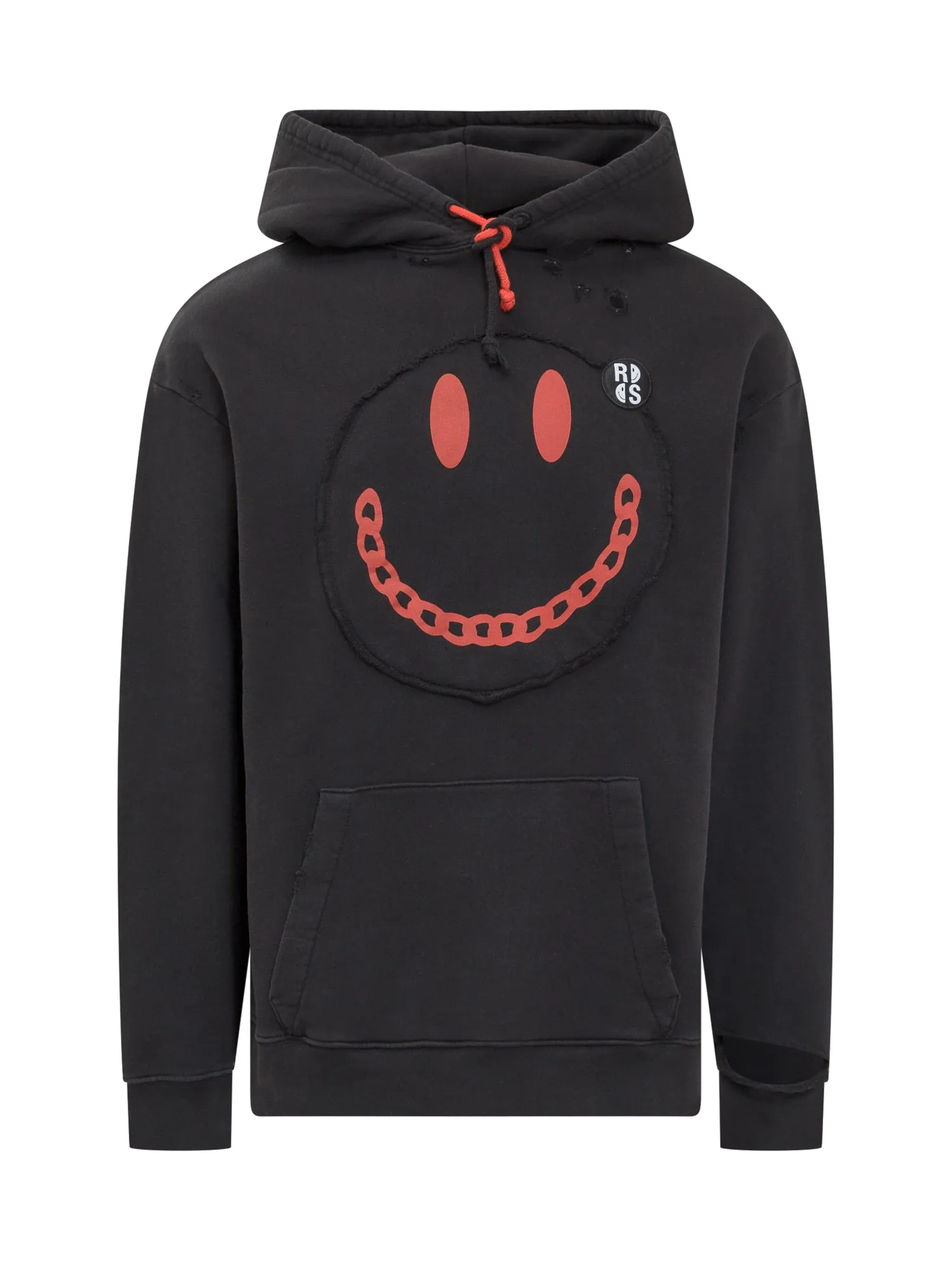 Raf Simons Logo Printed Distressed Hoodie