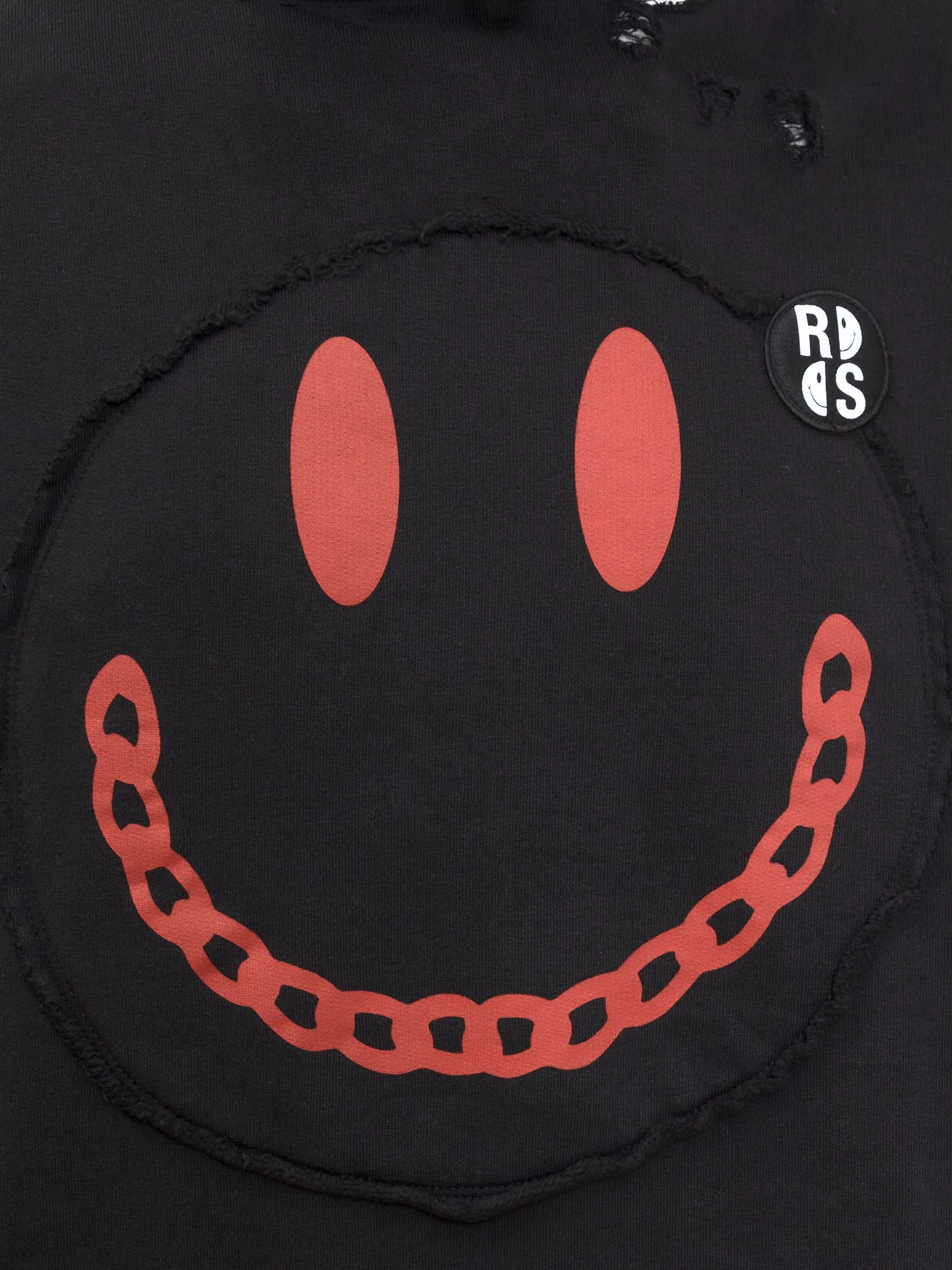Raf Simons Logo Printed Distressed Hoodie
