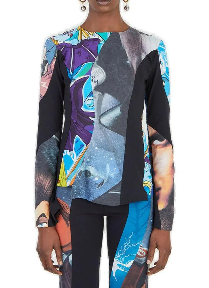 Rave Review Panelled Crewneck Jersey Top