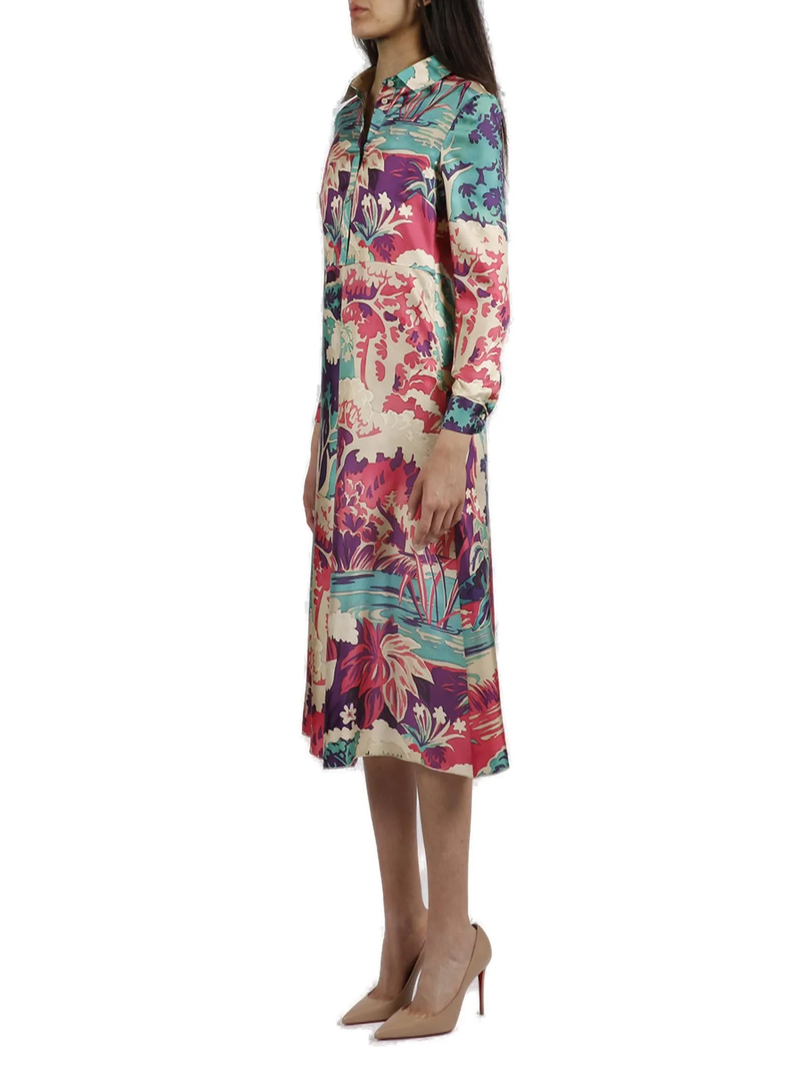 REDValentino Emerald Forest Printed Shirt Dress