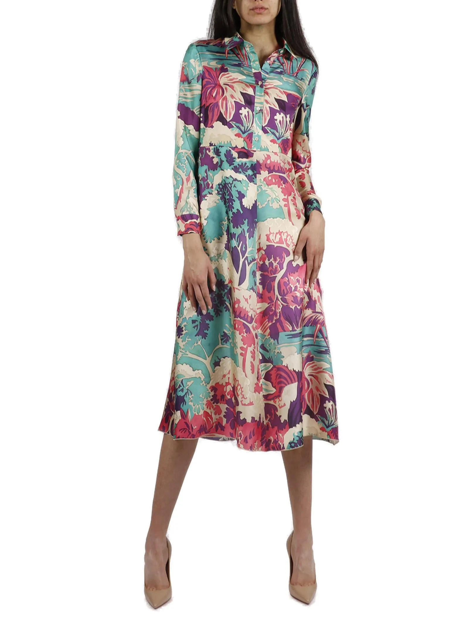 REDValentino Emerald Forest Printed Shirt Dress