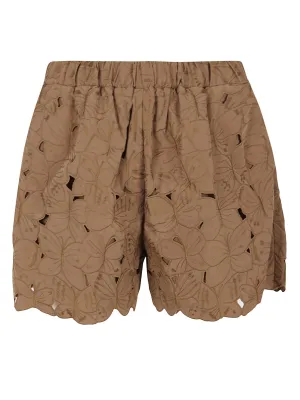 REDValentino Floral Lace High Waist Shorts