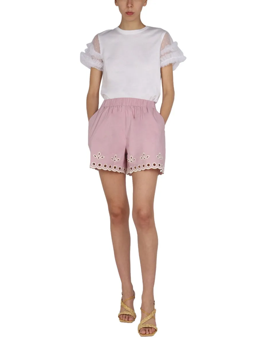 REDValentino Lace Perforated Shorts