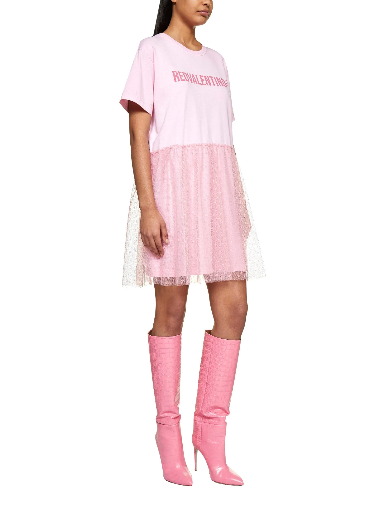 REDValentino Tulle Detailed T-Shirt Dress
