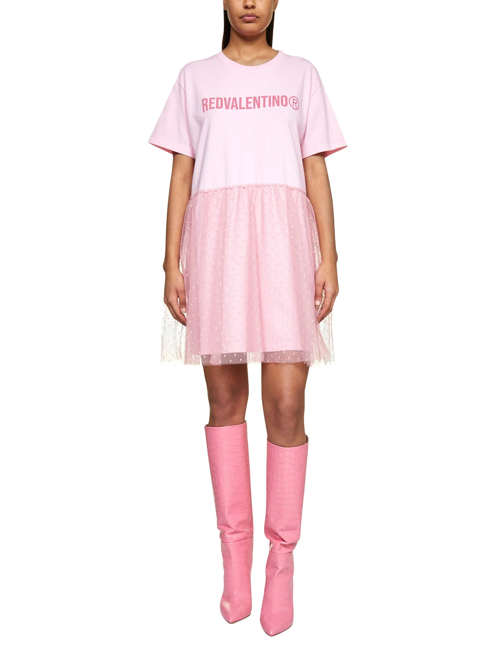 REDValentino Tulle Detailed T-Shirt Dress