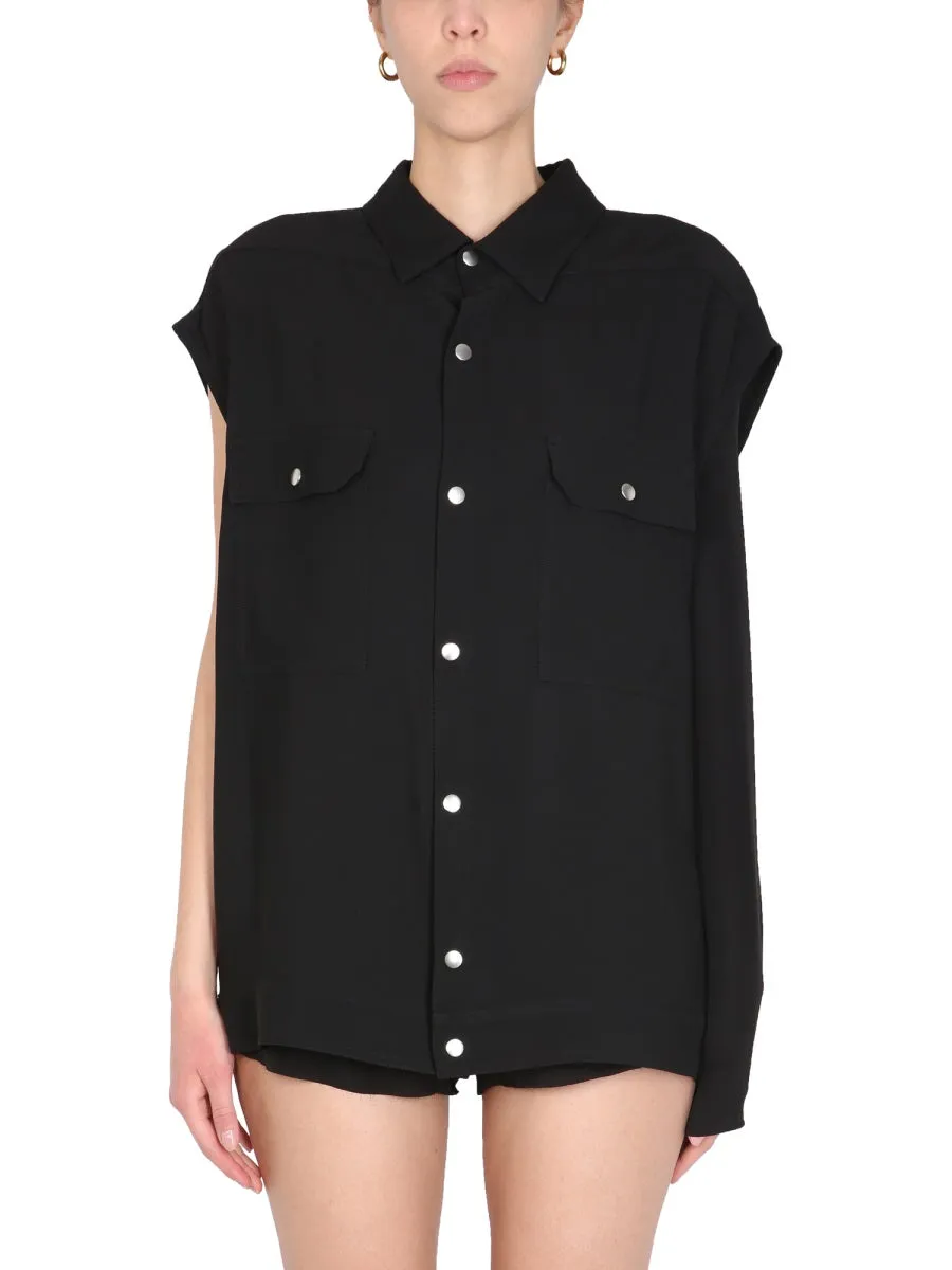 Rick Owens Jumbo Buttoned Sleeveless Shirt