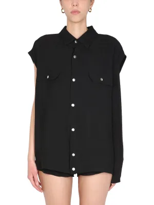 Rick Owens Jumbo Buttoned Sleeveless Shirt