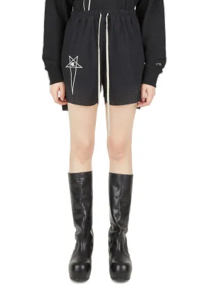 Rick Owens X Champion Logo Embroidered Drawstring Shorts