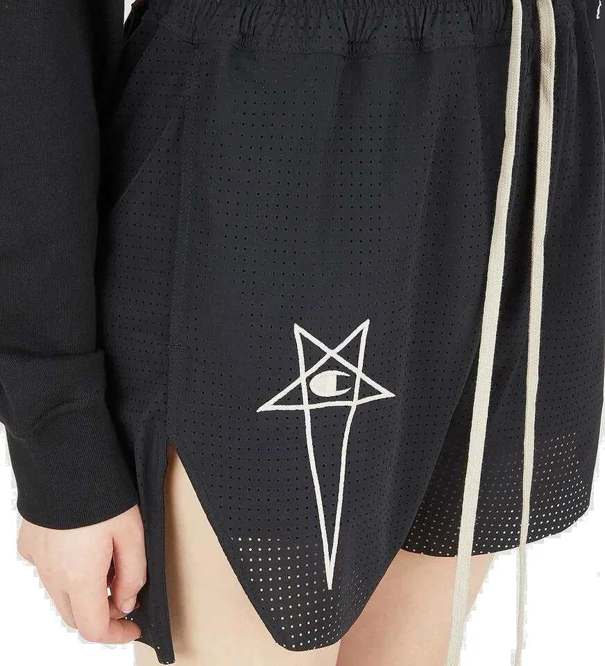 Rick Owens X Champion Logo Embroidered Drawstring Shorts
