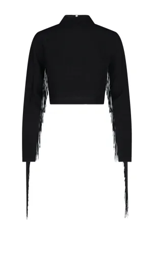 ROTATE Fringed High Neck Top