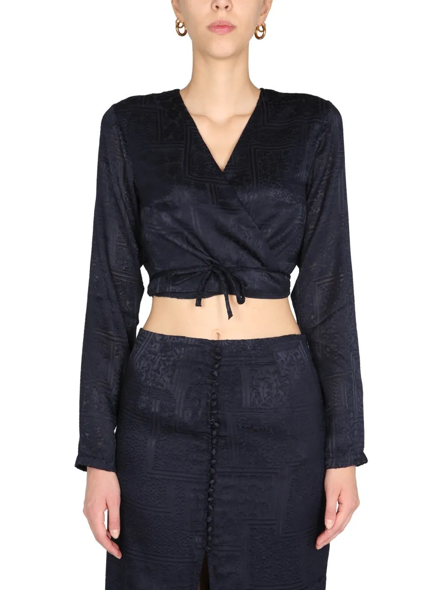 ROTATE Jacquard Cropped Top