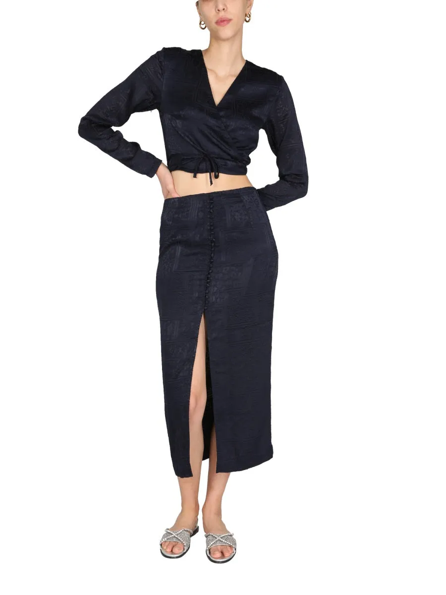 ROTATE Jacquard Cropped Top