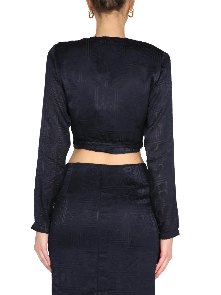 ROTATE Jacquard Cropped Top