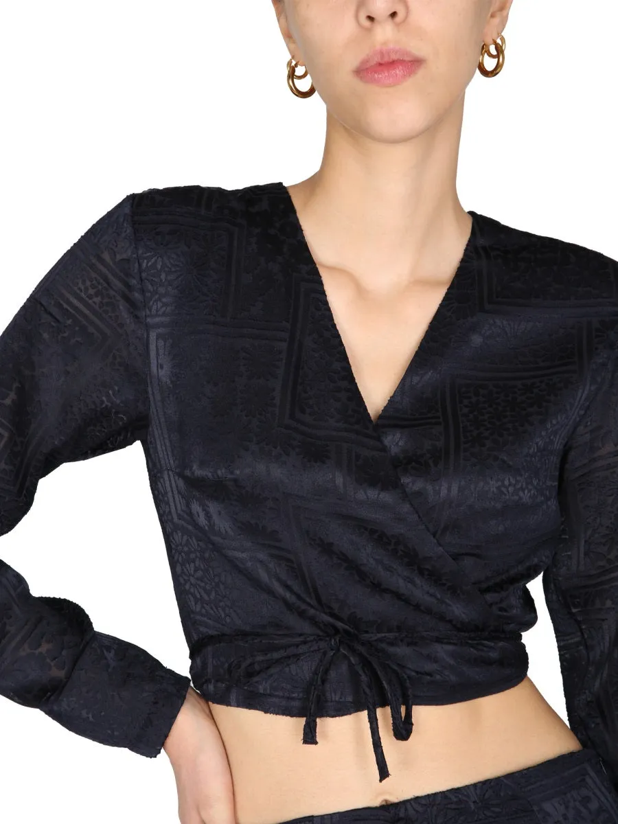 ROTATE Jacquard Cropped Top
