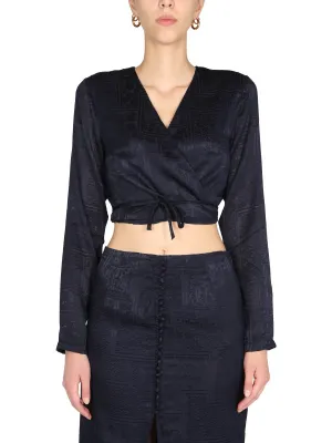 ROTATE Jacquard Cropped Top
