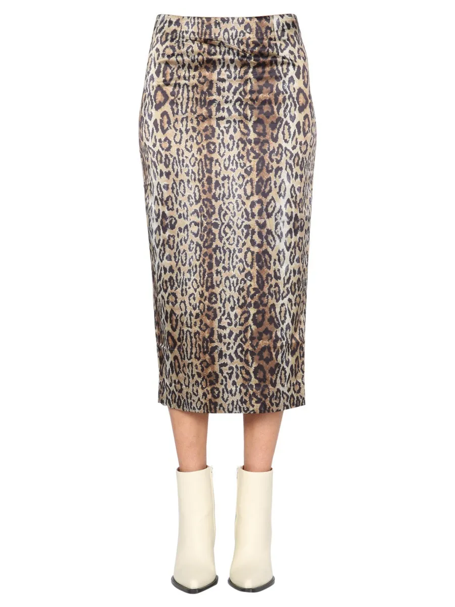 ROTATE Leopard Printed Pencil Skirt