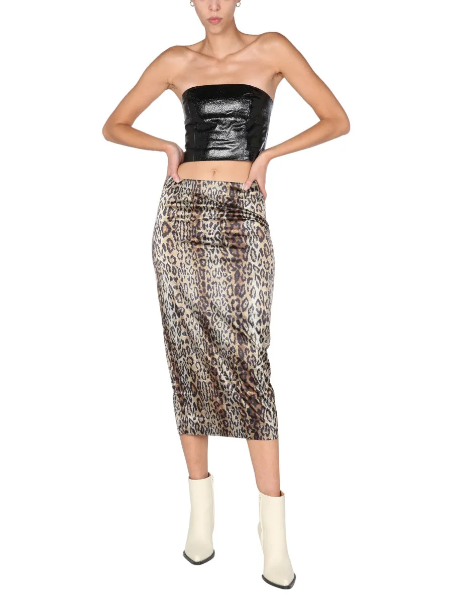 ROTATE Leopard Printed Pencil Skirt