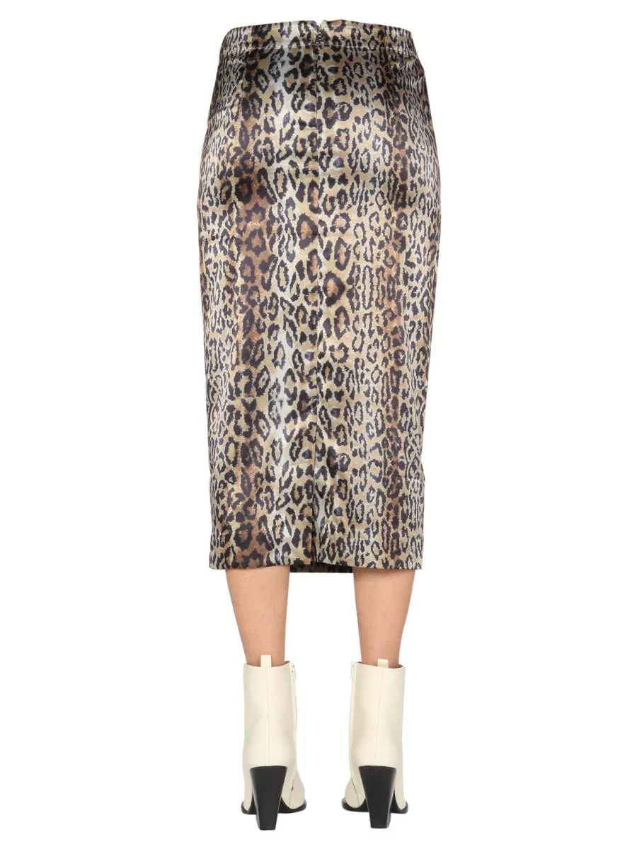 ROTATE Leopard Printed Pencil Skirt