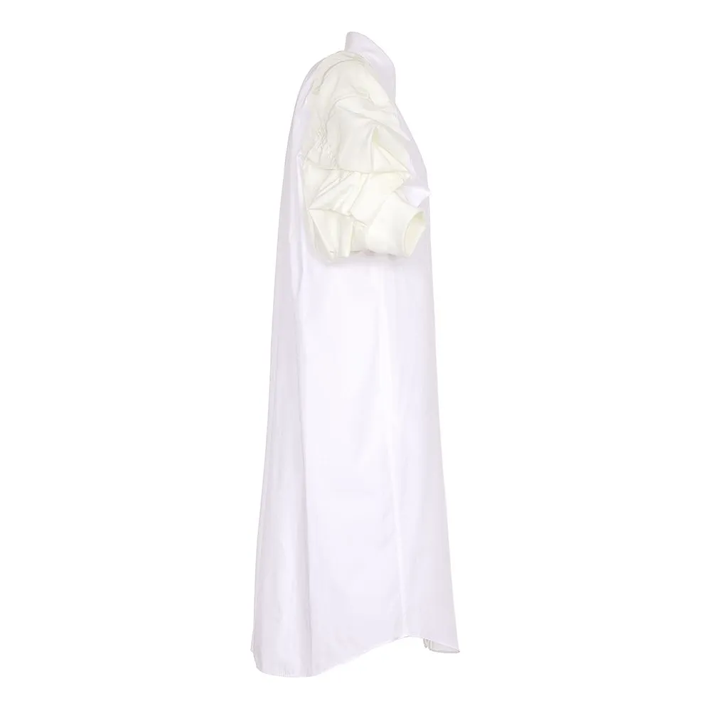 Sacai Balloon-Sleeved Midi Shirt Dress