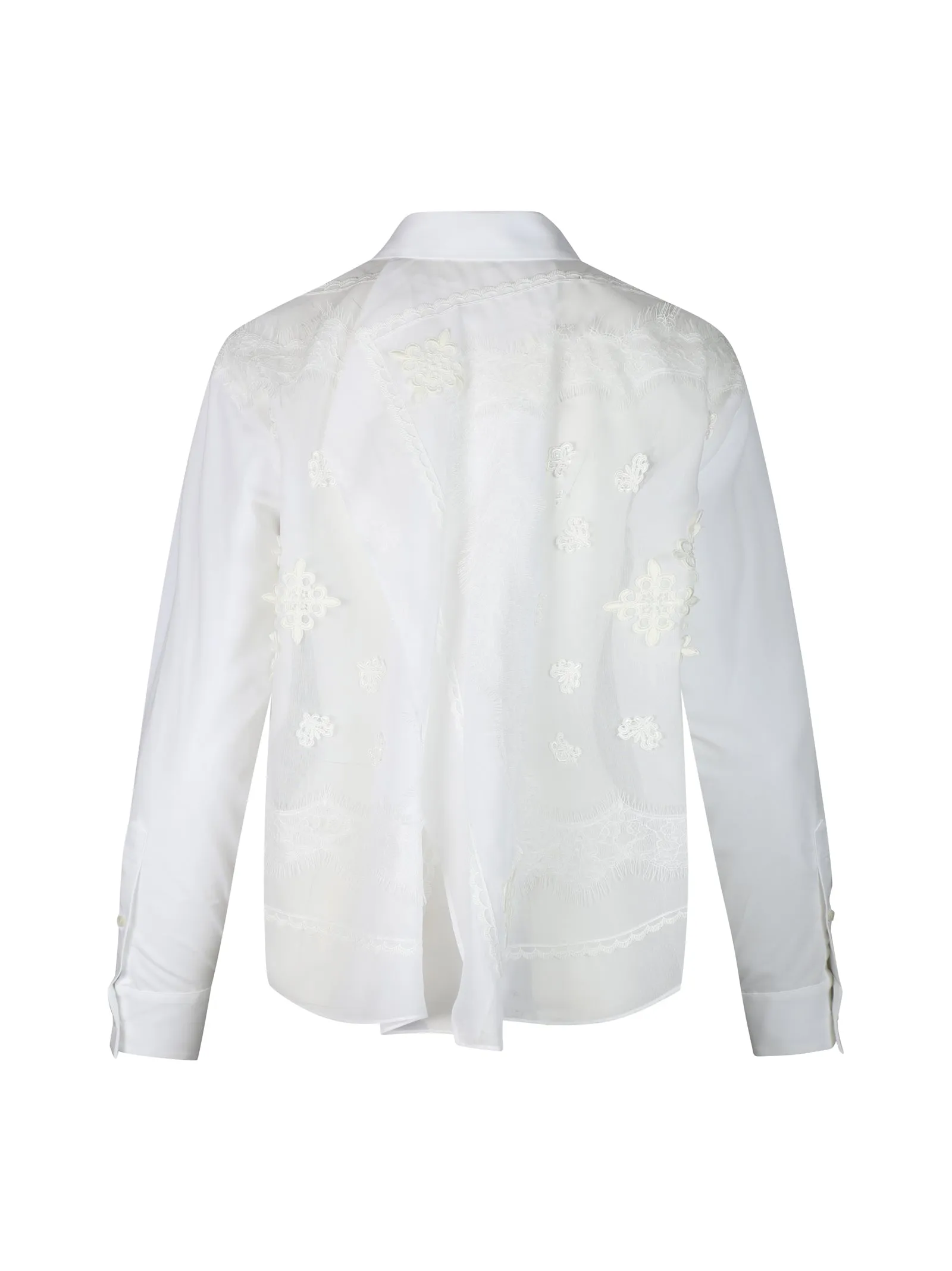 Sacai Floral Lace Long-Sleeved Shirt