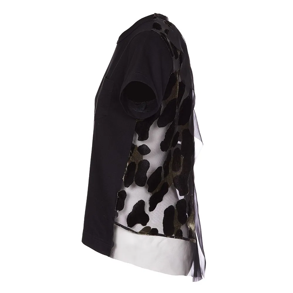 Sacai Leopard Print Panelled T-Shirt