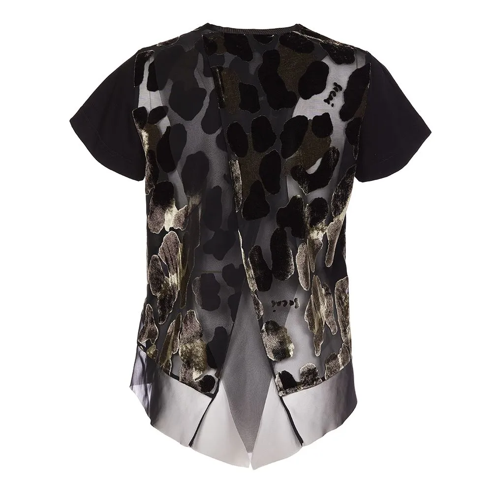 Sacai Leopard Print Panelled T-Shirt