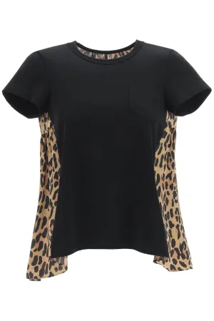 Sacai Leopard Printed Ruched T-Shirt
