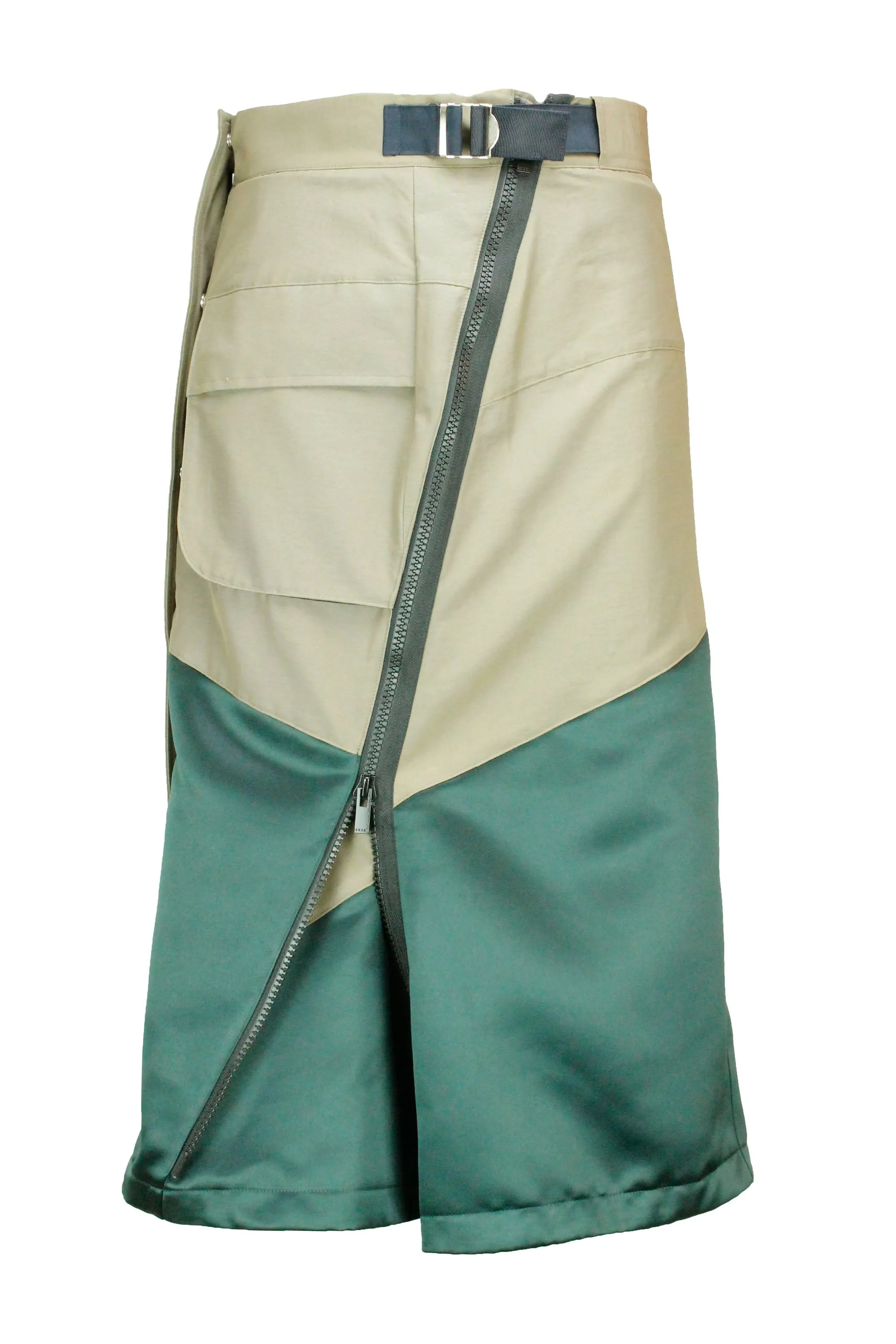 Sacai Panelled Belted Midi Skirt