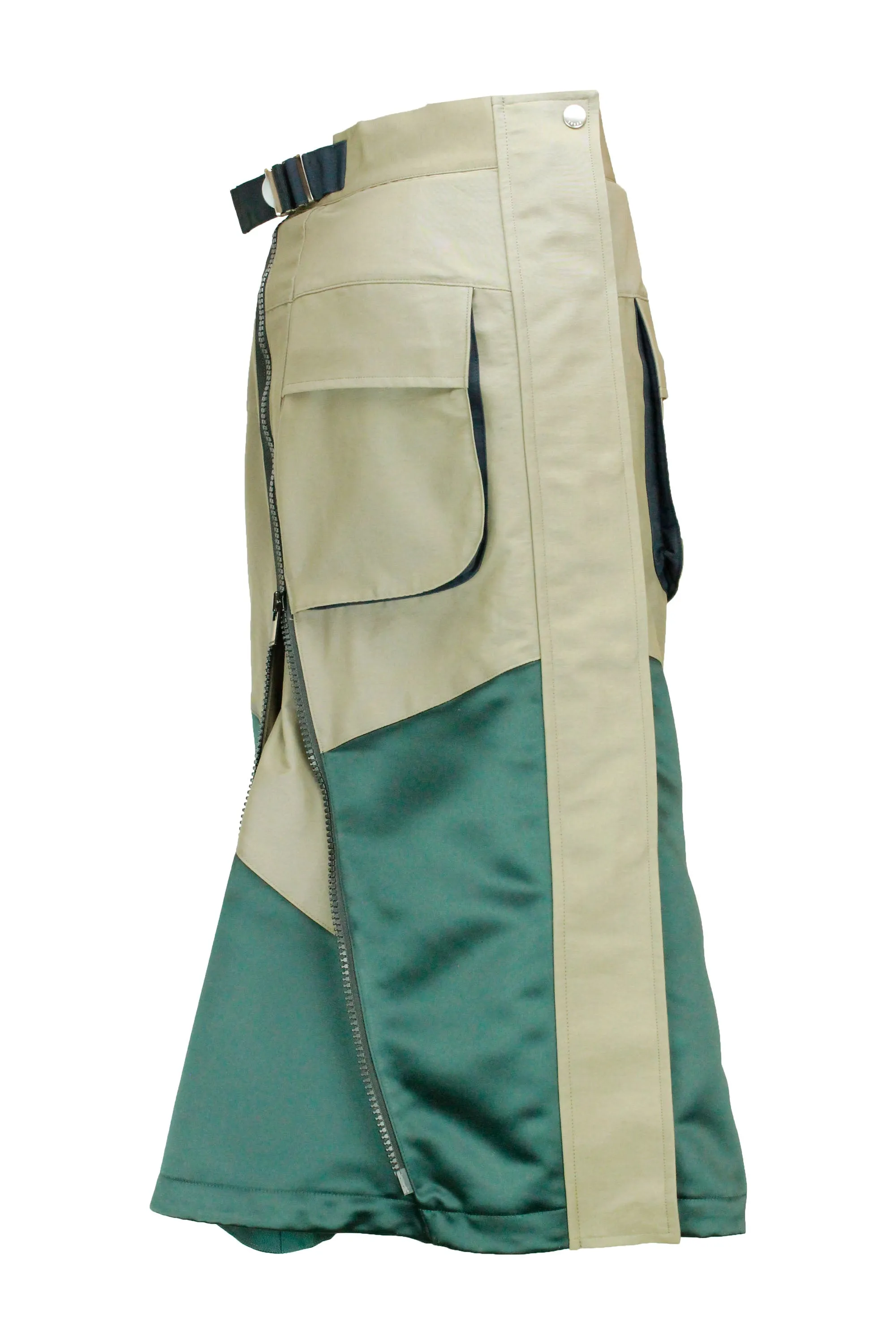 Sacai Panelled Belted Midi Skirt