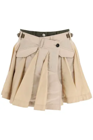 Sacai Panelled Pleated Flared Shorts