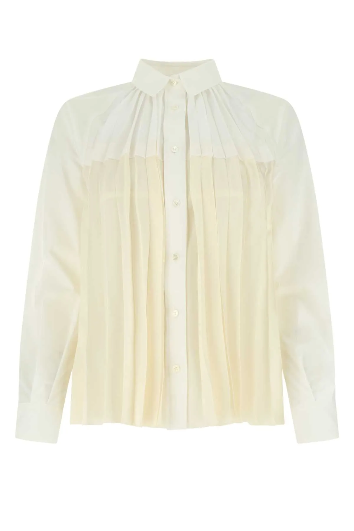 Sacai Pleated Buttoned Long-Sleeved Shirt