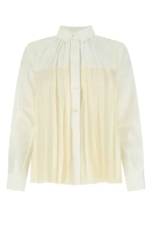Sacai Pleated Buttoned Long-Sleeved Shirt