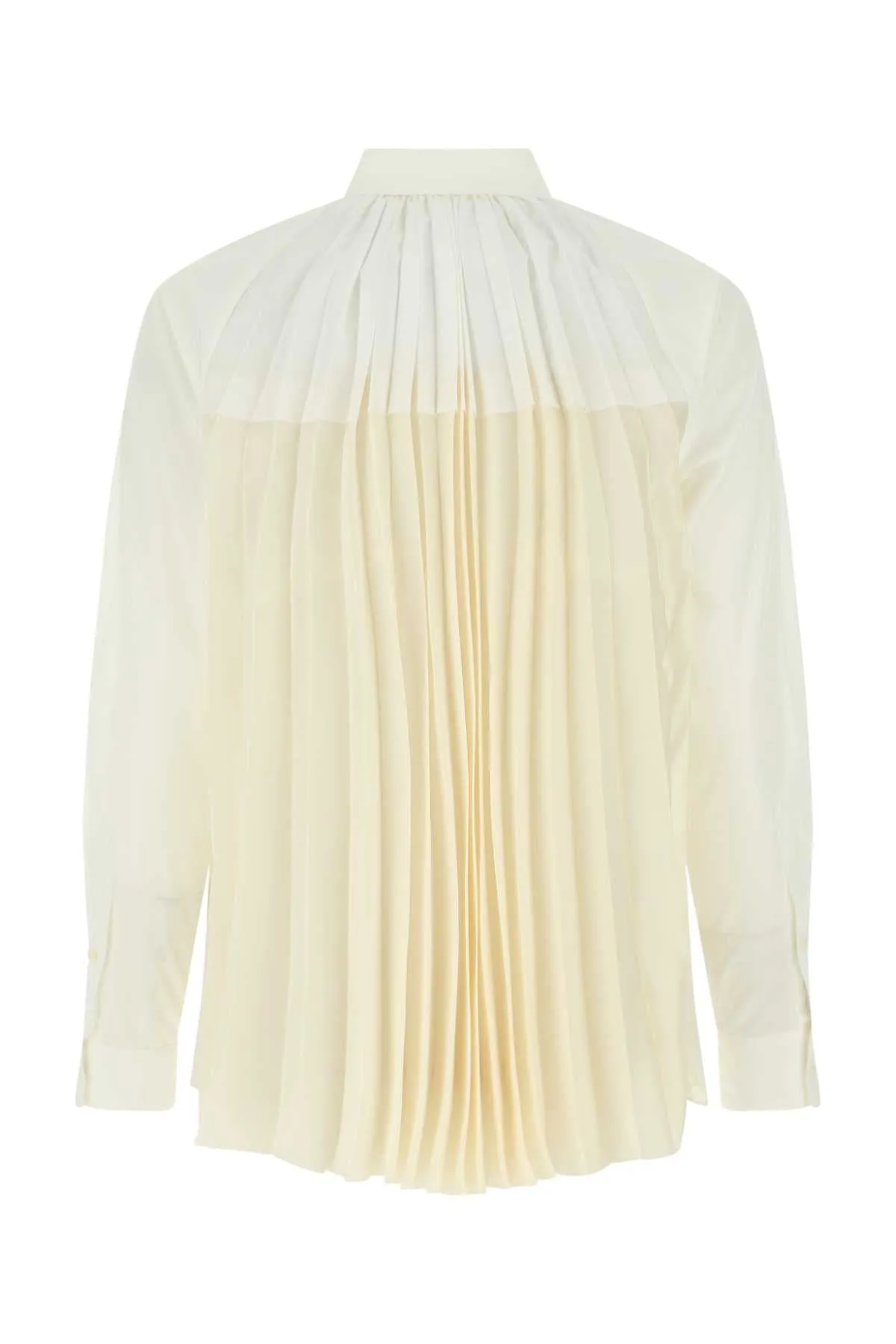 Sacai Pleated Buttoned Long-Sleeved Shirt