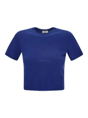 Saint Laurent Logo Embroidered Crewneck T-Shirt