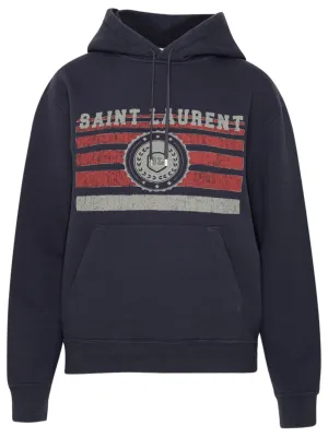 Saint Laurent Logo Print Drawstring Hoodie