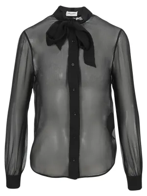 Saint Laurent Mousseline Tie Neck Shirt