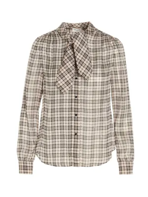Saint Laurent Pussybow Checked Shirt