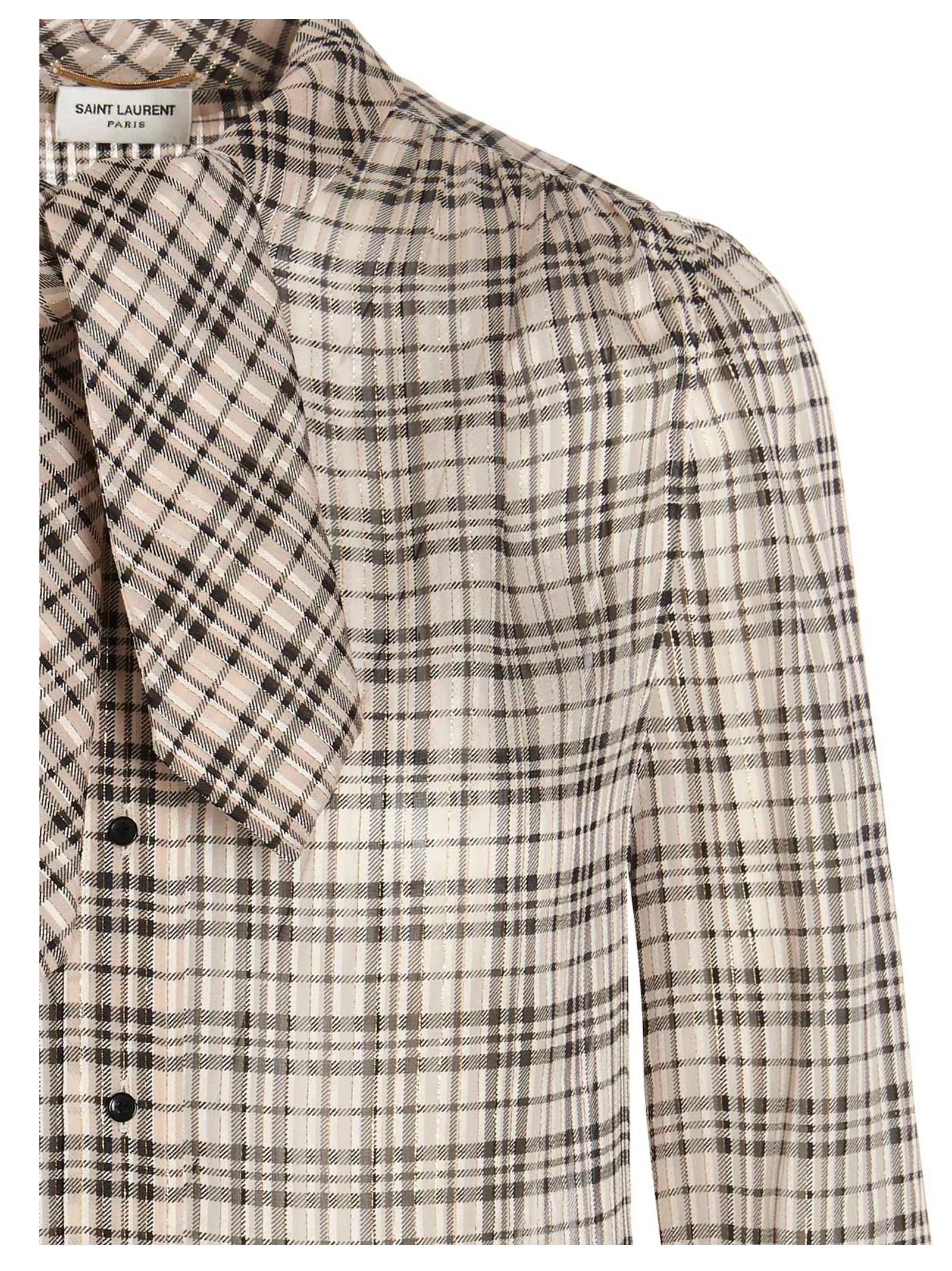 Saint Laurent Pussybow Checked Shirt