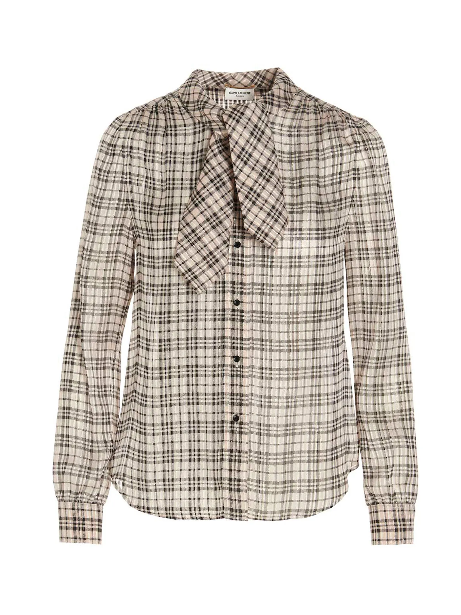 Saint Laurent Pussybow Checked Shirt
