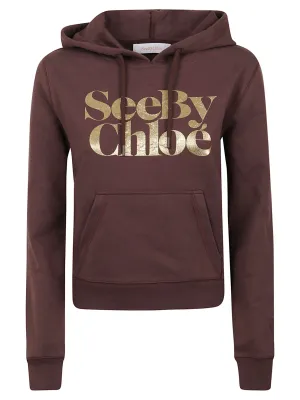 See By Chlo Logo Printed Drawstring Hoodie