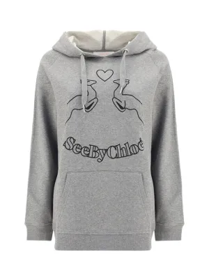 See By Chlo Logo Printed Drawstring Hoodie