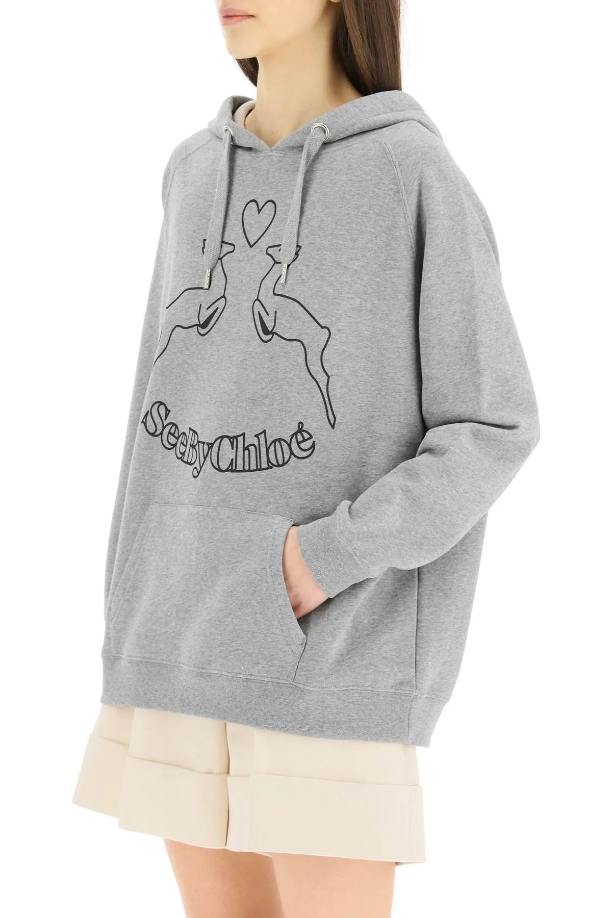 See By Chlo Logo Printed Drawstring Hoodie