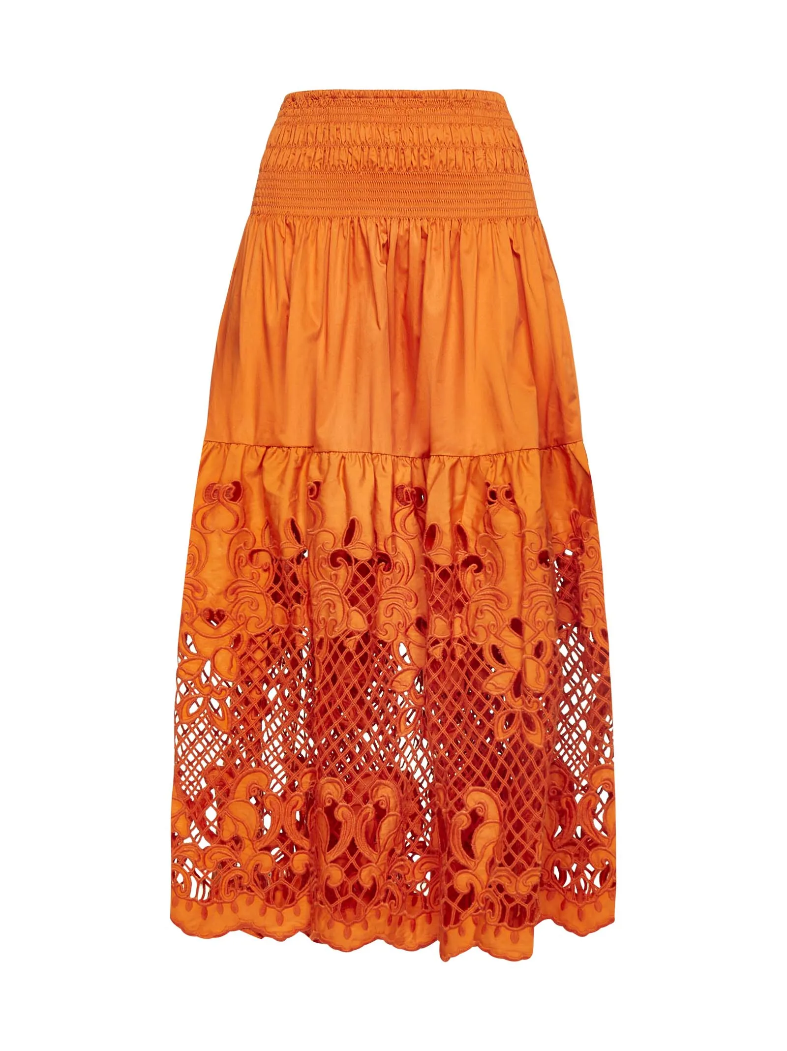 Self-Portrait Lattice Embroidered Midi Skirt